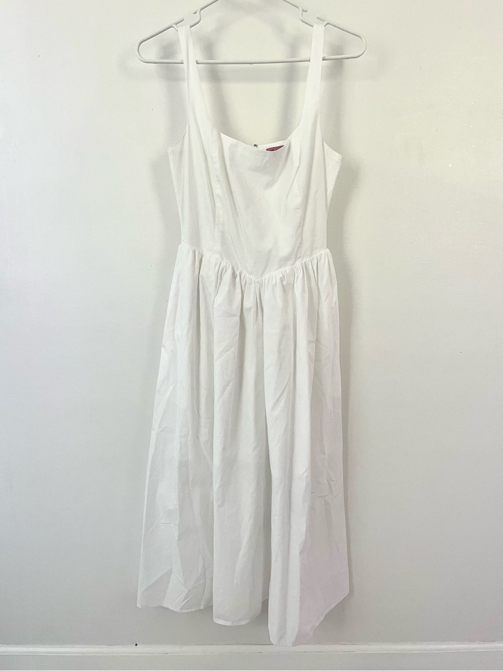 100% Cotton White Sleeveless Midi Dress